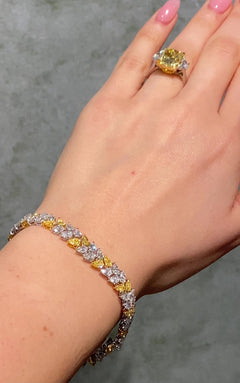 13ct Yellow & White Pear Diamond Double Row Bracelet