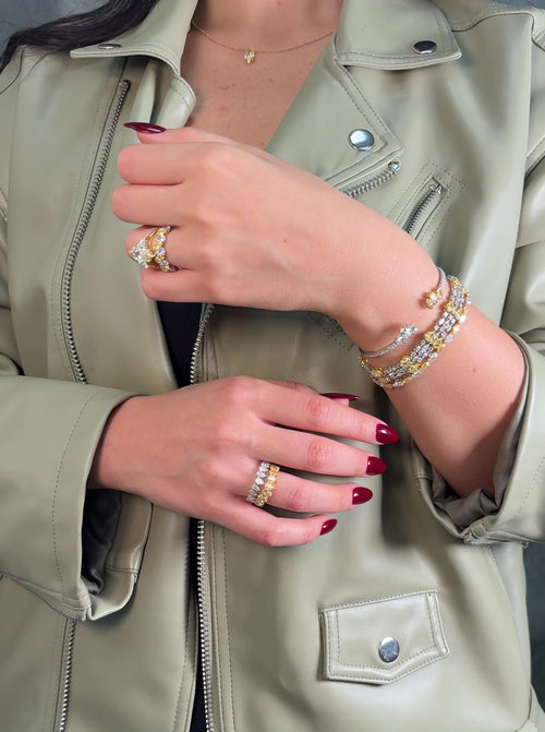 pear shape yellow and white diamond bracelet and jewlery video 
