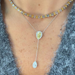 1.5ct Yellow and White Diamond Lariat Necklace