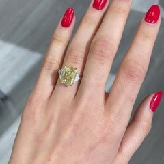5 Carat Fancy Yellow Elongated Radiant Diamond Engagement Ring