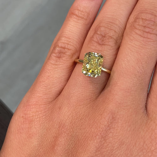 4.05ct Fancy Intense Yellow Elongated Radiant Cut Diamond