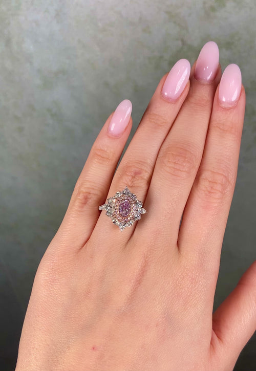 1ct Fancy Light Pink Oval Diamond Ring