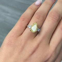 4ct Fancy Light Yellow Pear Diamond Engagement Ring