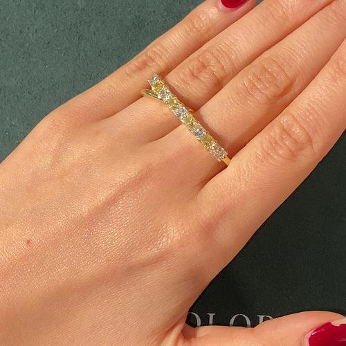 Yellow and White Diamond Two-Finger Ring