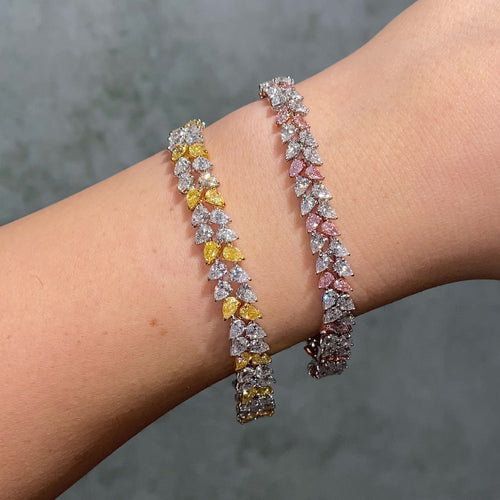 13ct Yellow & White Pear Diamond Double Row Bracelet
