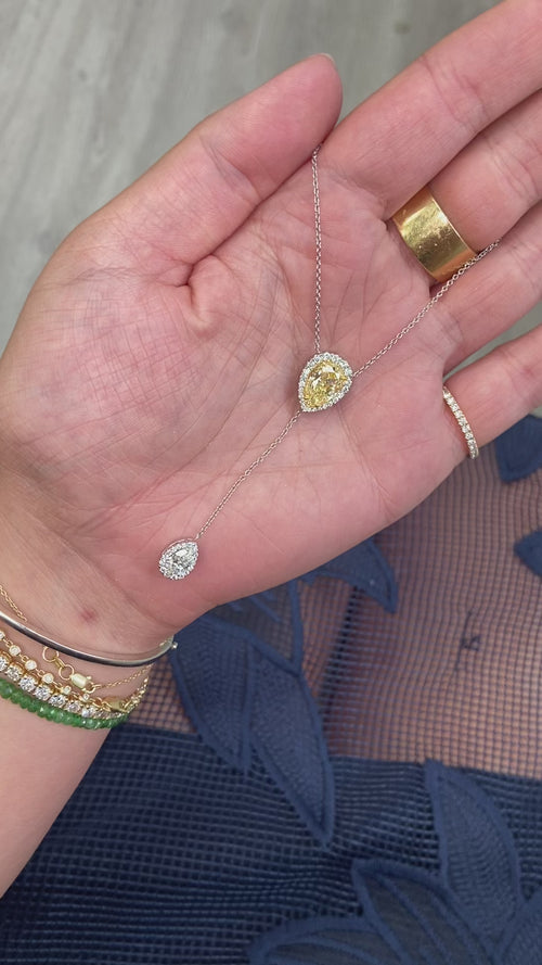 Yellow Pear Diamond Lariat Necklace