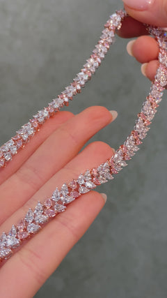27 Carat Alternating Pink and Colorless Pear Diamond Necklace