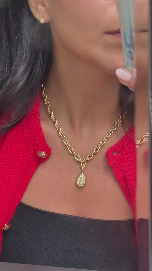 5.5 Carat Yellow Pear Diamond Detachable Bezel Pendant