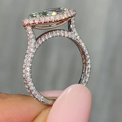 Green Marquise Diamond Halo Ring