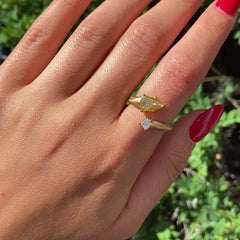 Vivid Yellow Kite Diamond Spiral Ring