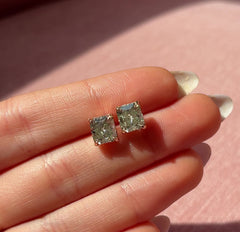 3.52ct Green Diamond Chameleon Radiant Studs