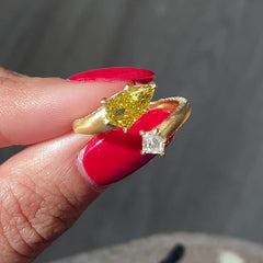 Vivid Yellow Kite Diamond Spiral Ring