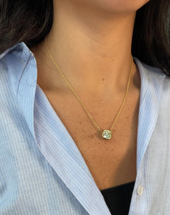 6 Carat Round Bezel Set Yellow Diamond Pendant