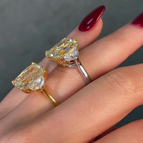 8ct Flawless Elongated Radiant Yellow Diamond Engagement Ring