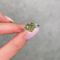 3 Carat Green Heart Diamond Engagement Ring