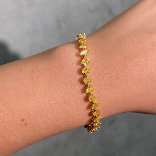 7 Carat Fancy Yellow Mixed Shape Tennis Bracelet