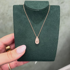 Pink Elongated Pear Diamond in Rose Gold Bezel Pendant