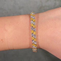 16 Carat Yellow and Colorless Heart Diamond Tennis Bracelet