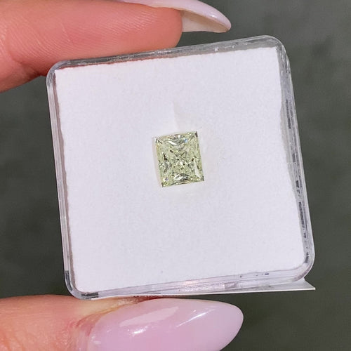 2.00ct Fancy Light Grayish Yellowish Green Elongated Radiant Cut Diamond