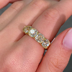 5 Carat Yellow Diamond Antique Cushion Diamond Half Eternity Band