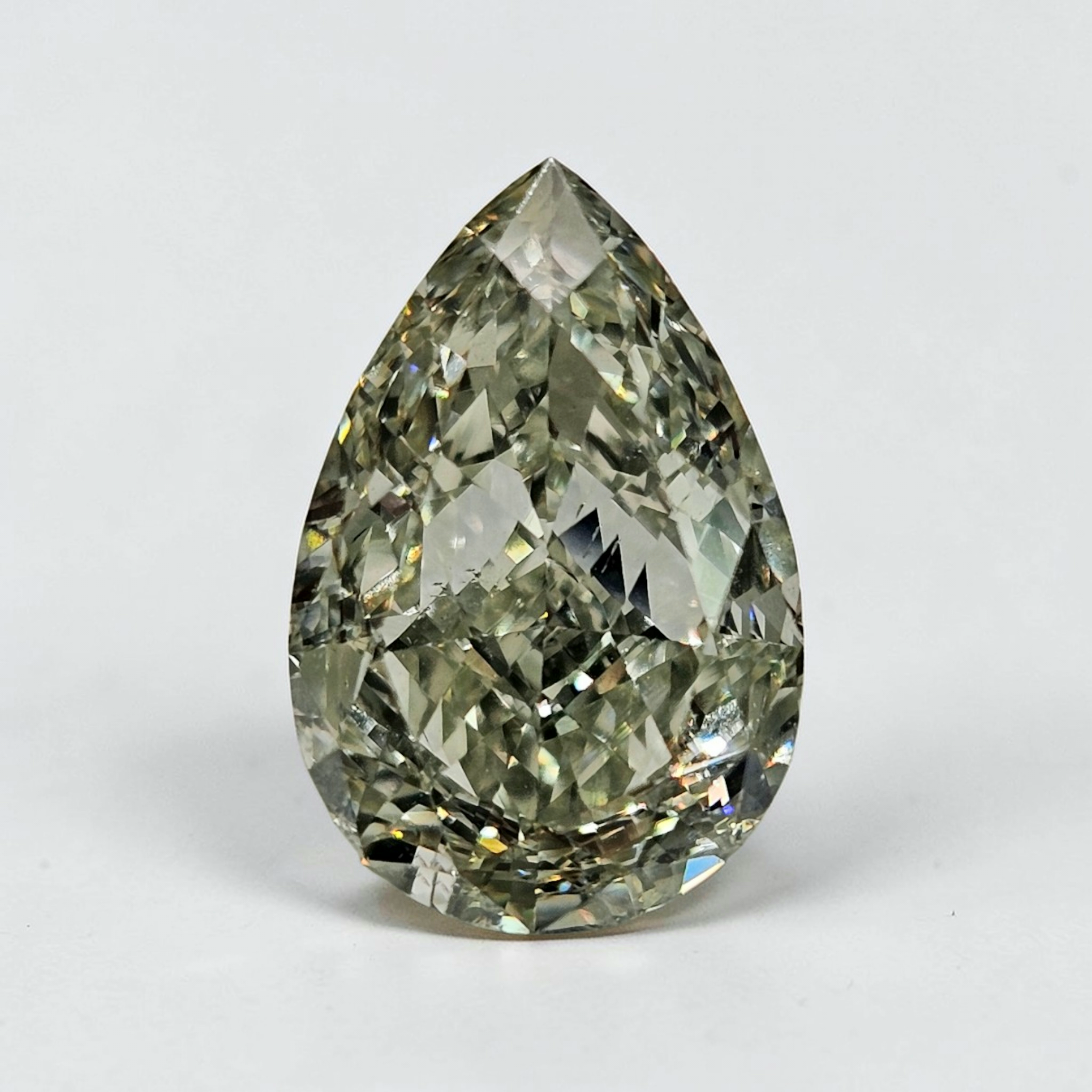 3.79ct Fancy Light Grayish Yellowish Green Pear Cut Diamond
