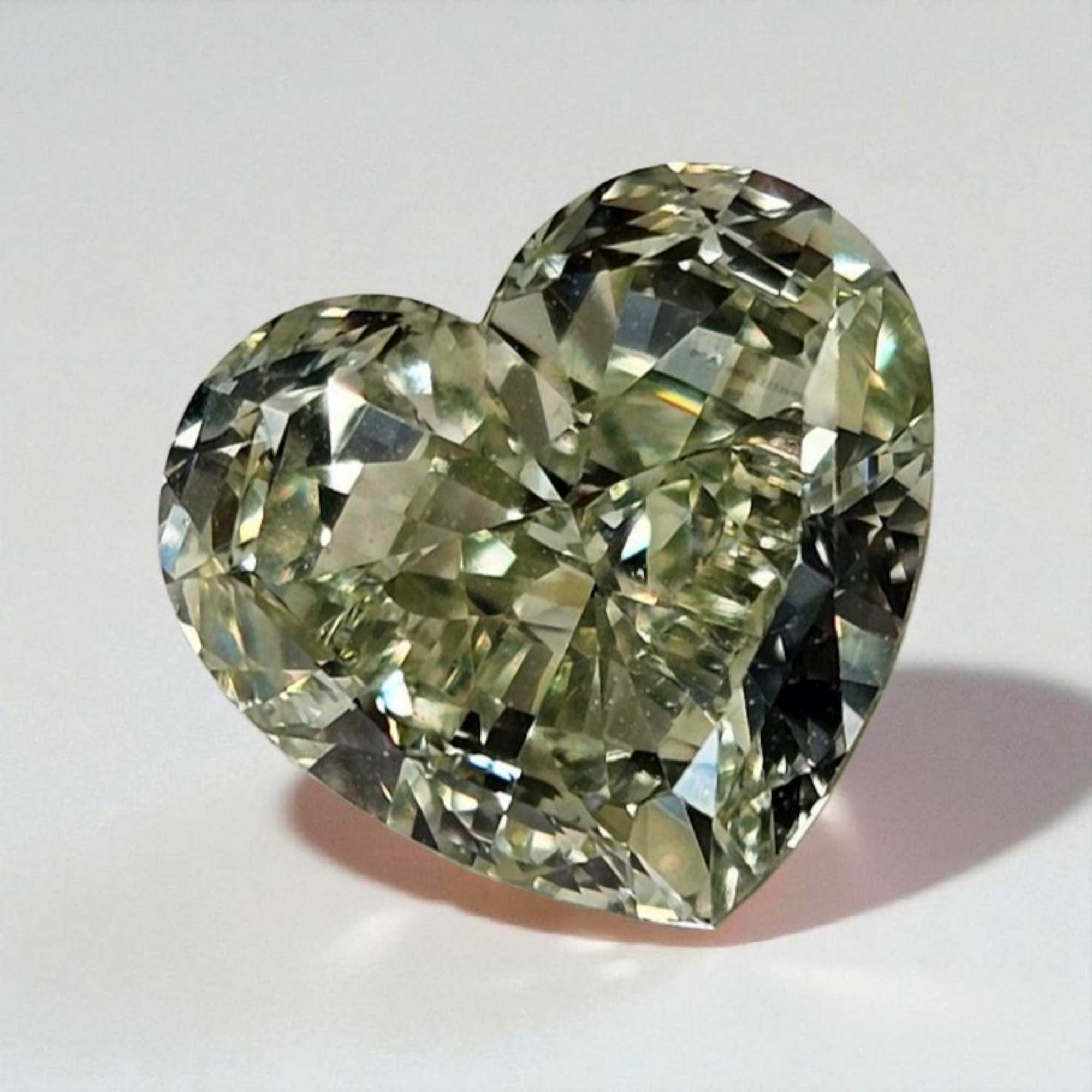 3.42ct Green Heart diamond loose stone, handcrafted by Rare Colors by Namdar
