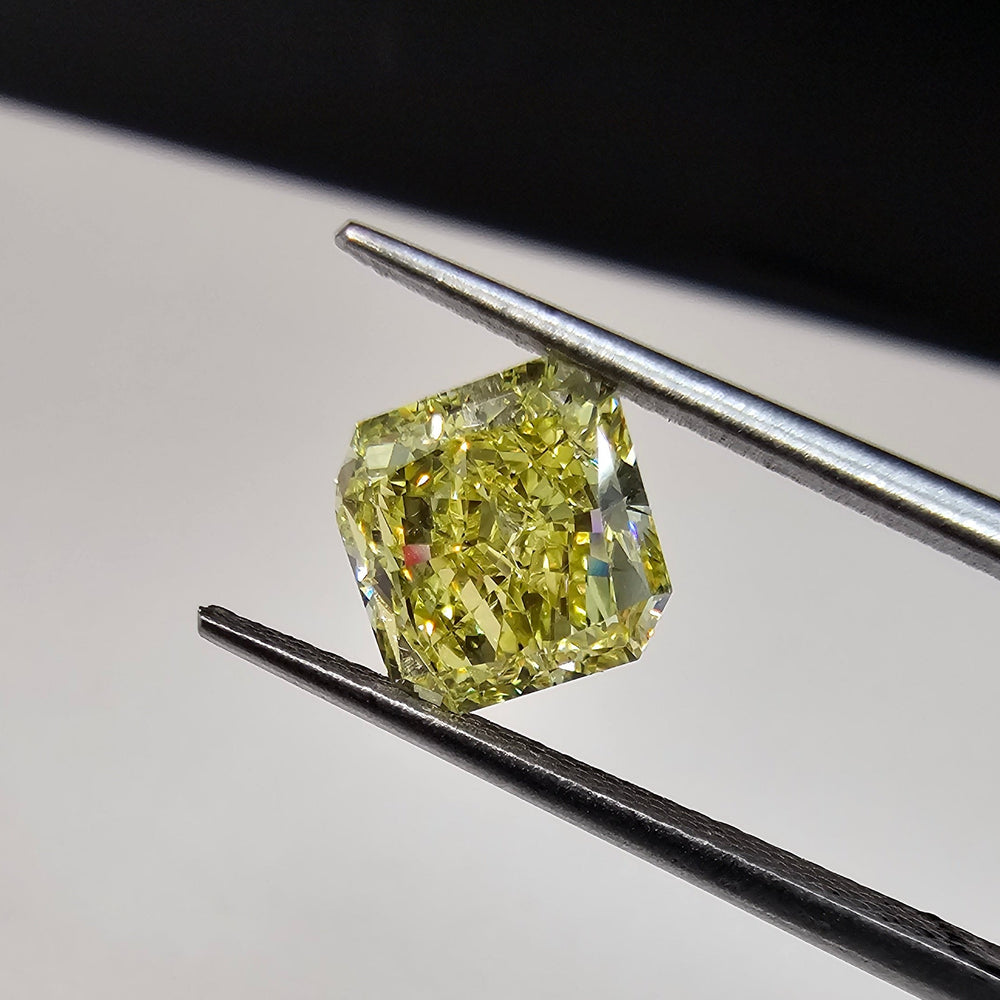 2.28ct Fancy Intense Yellow Radiant diamond loose stone, handcrafted by Rare Colors by Namdar