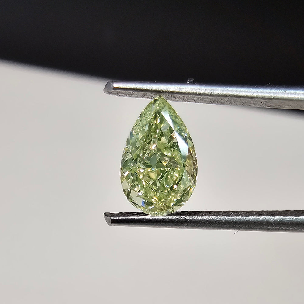 0.75ct Fancy Light Green Pear diamond loose stone, handcrafted by Rare Colors by Namdar