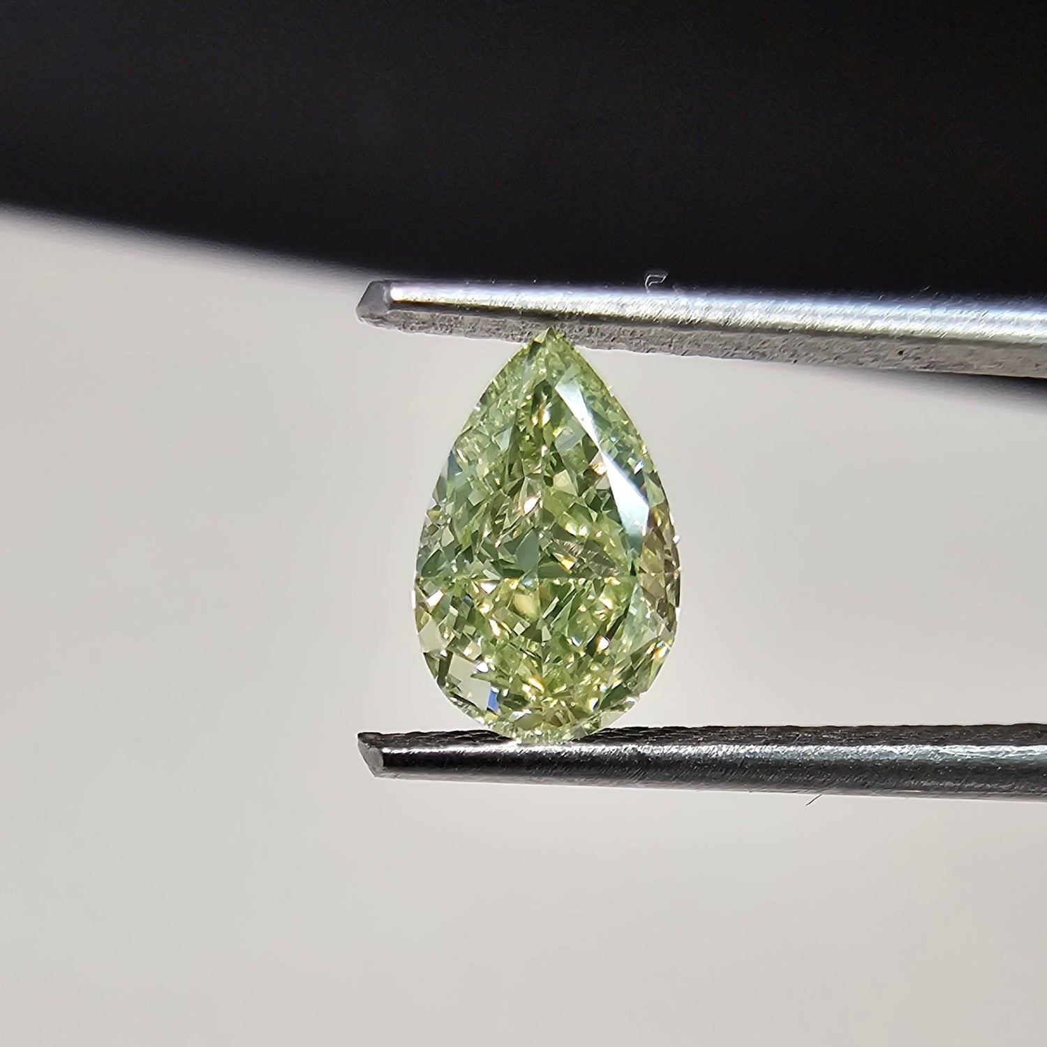 0.75ct Fancy Light Green Pear diamond loose stone, handcrafted by Rare Colors by Namdar