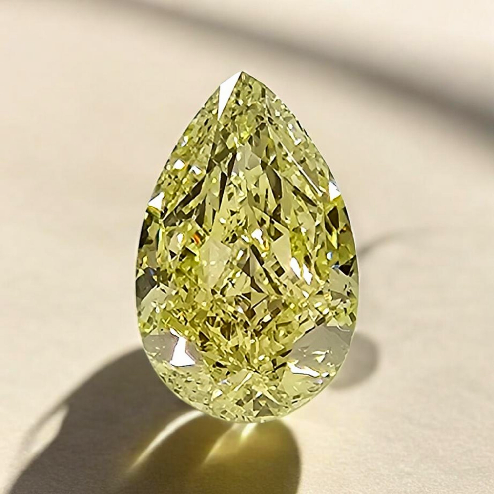 3 Carat Fancy Yellow Pear Cut Diamond