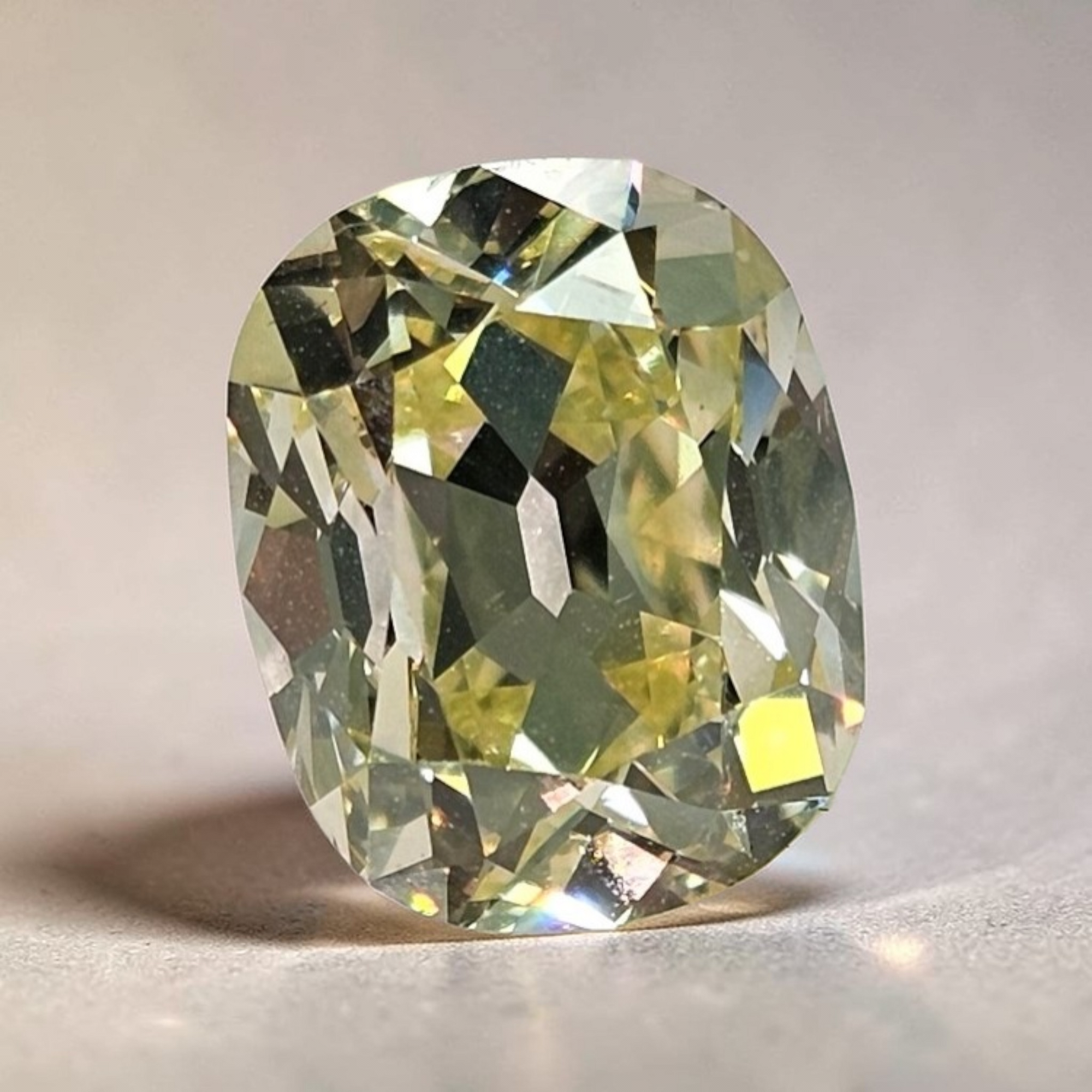 2.7ct Old Mine Brilliant Light Yellow Diamond