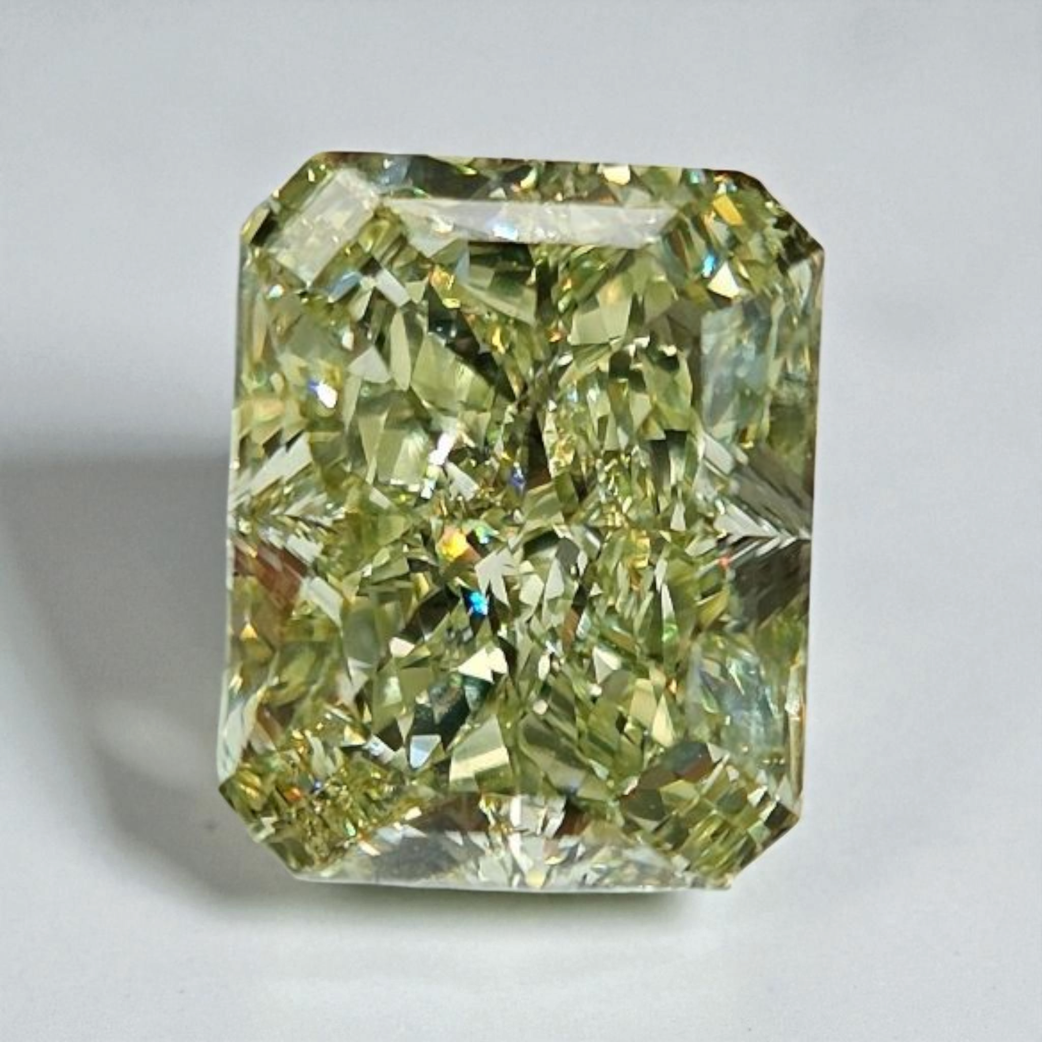 4.03 Carat Fancy Green-Yellow Elongated Radiant Cut Diamond