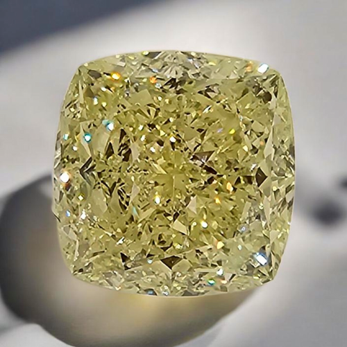 7.68 Carat Fancy Yellow Cushion Cut Diamond