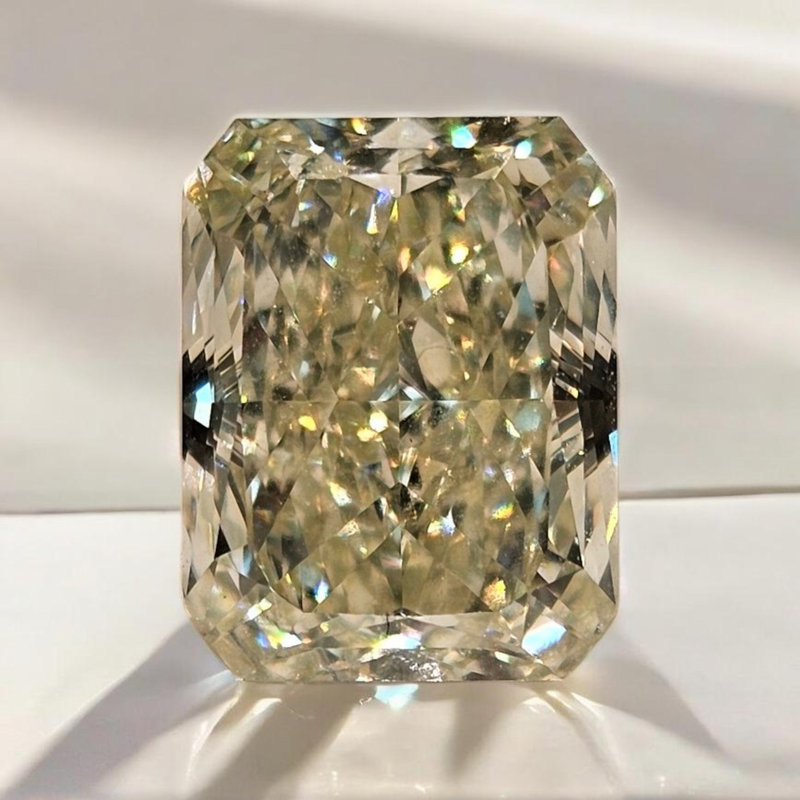 6.01 Carat Light Yellow Elongated Radiant Cut Diamond