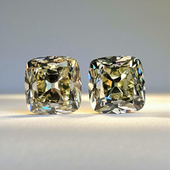 3 Carat Each Light Yellow Antique Cushion Cut Diamonds - Loose