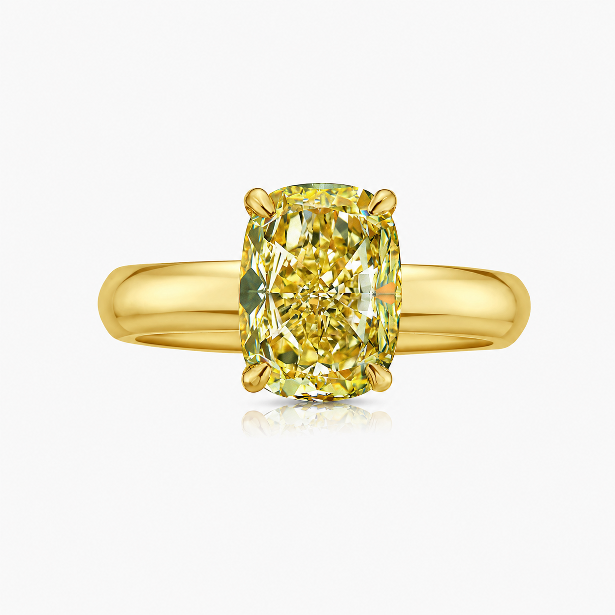 3ct GIA Fancy Yellow Elongated Cushion Diamond Solitaire Engagement Ring
