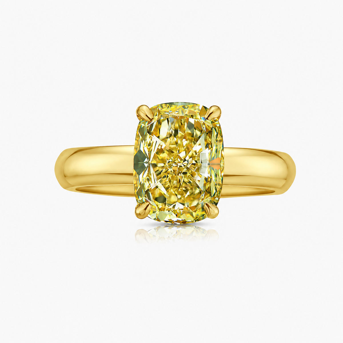 3ct GIA Fancy Yellow Elongated Cushion Diamond Solitaire Engagement Ring