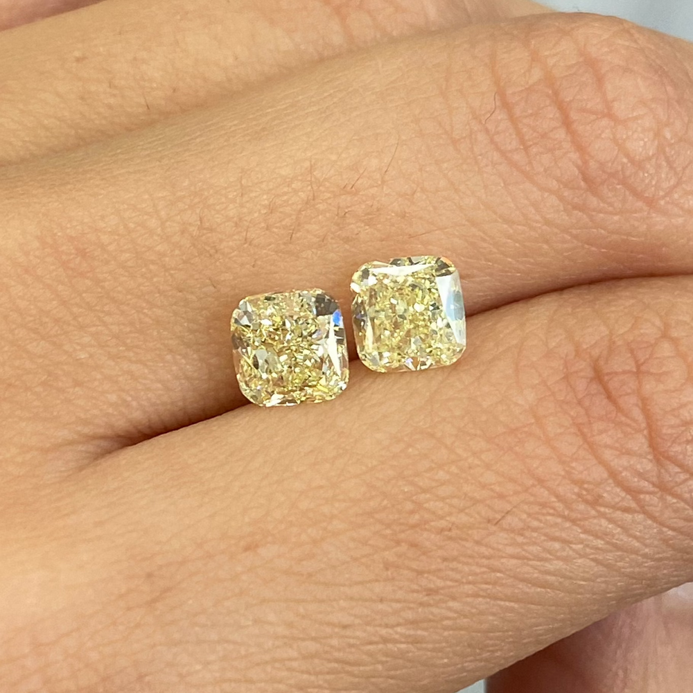 1.5ct Fancy Light Yellow Cushion diamond loose stone, handcrafted by Rare Colors by Namdar