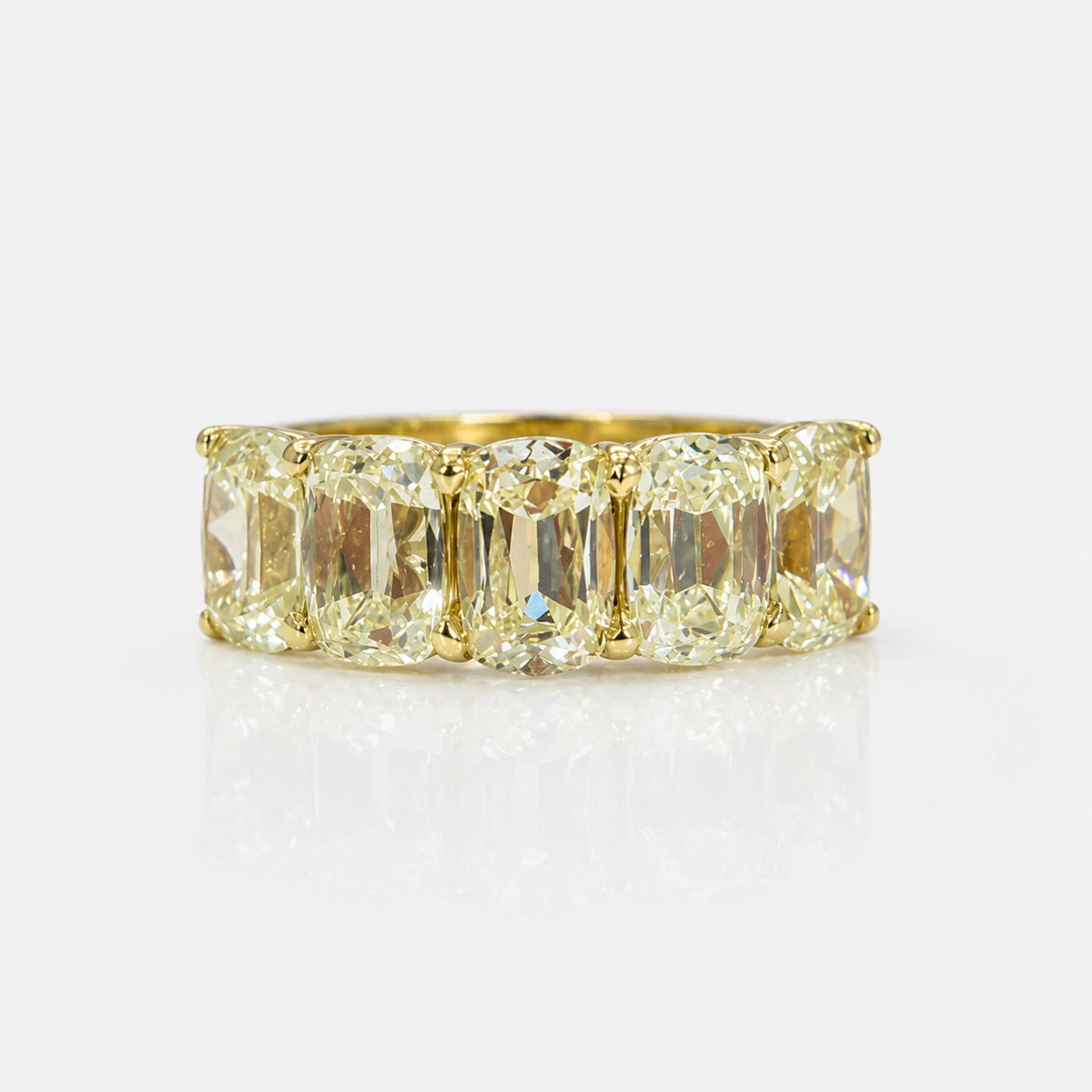 6 Carat Antique Cushion Yellow Diamond Half Eternity Band