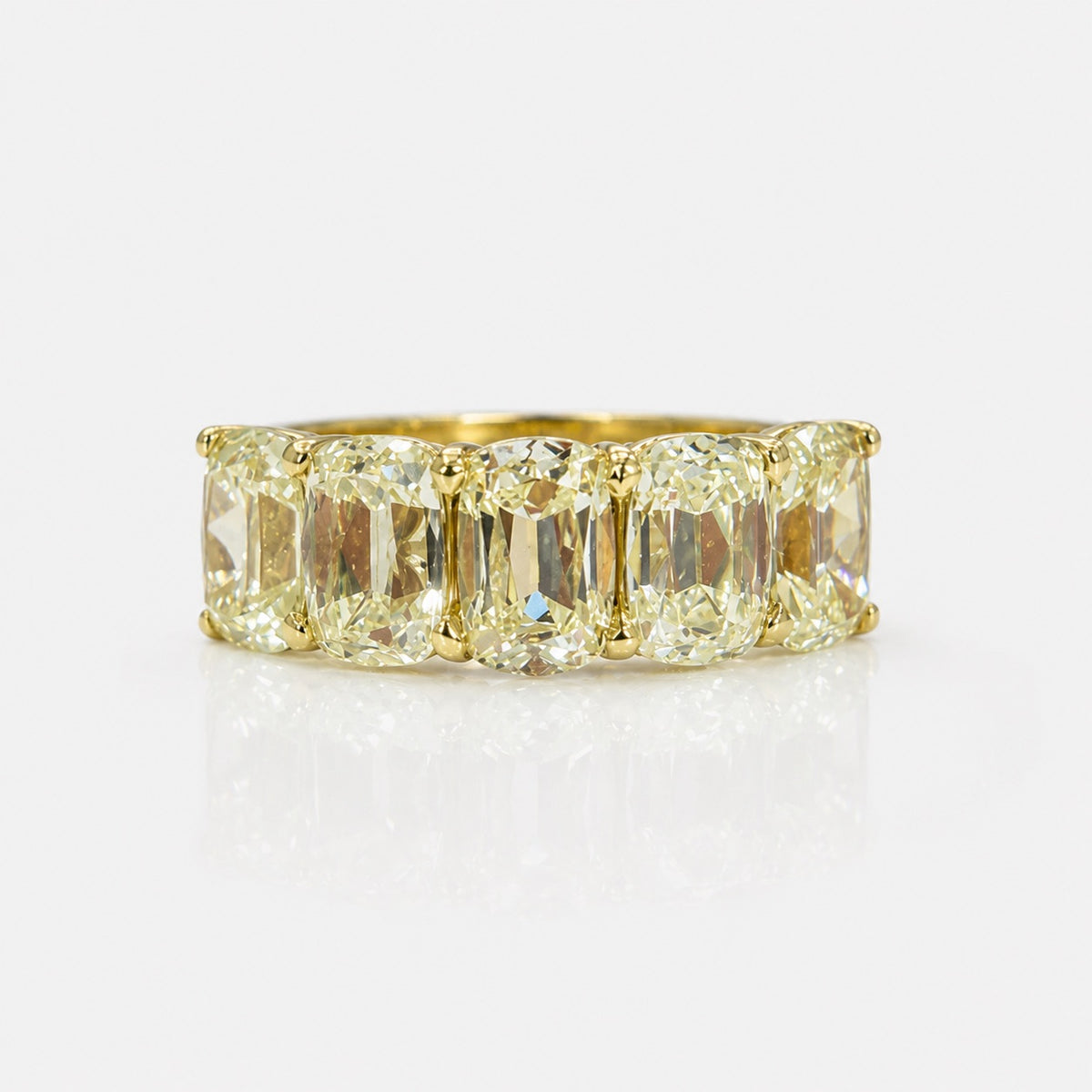 6 Carat Antique Cushion Yellow Diamond Half Eternity Band