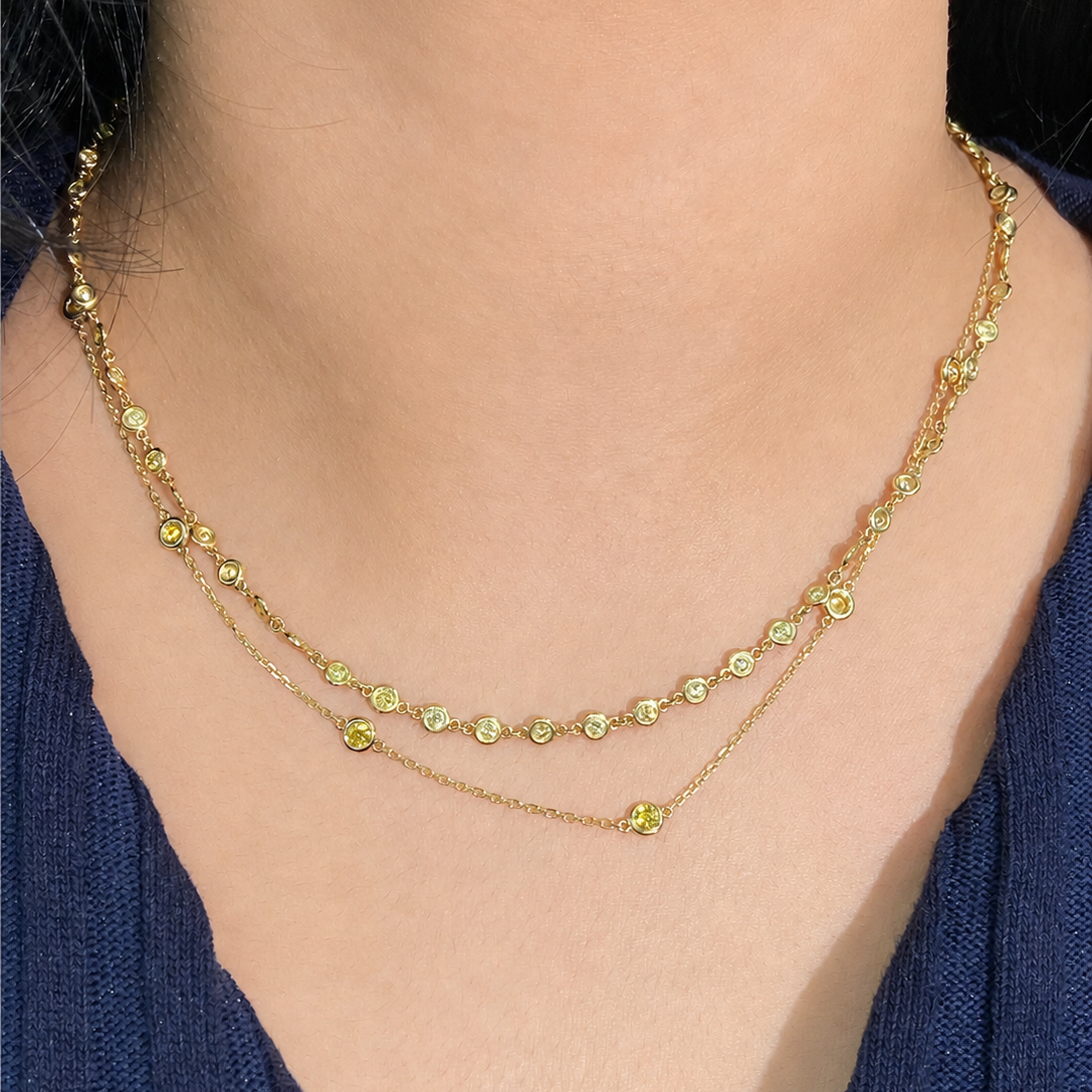 Yellow diamond station necklace, handcrafted by Rare Colors by Namdar