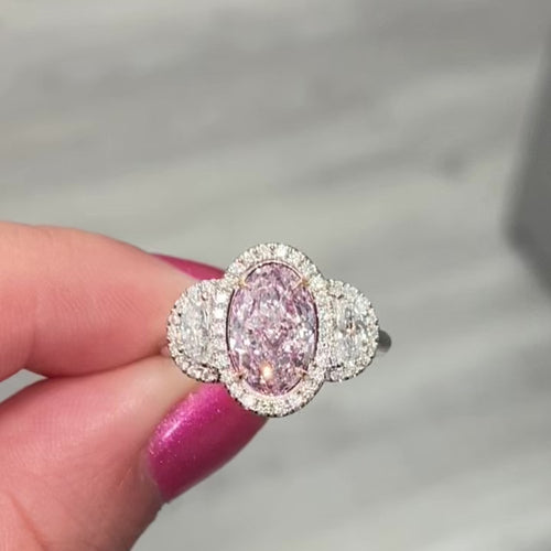 2 carat pink diamond oval. Light pink diamond oval. Natural pink diamond oval. Gia certified pink diamond. Light pink diamond oval ring. Pink diamond engagement ring.