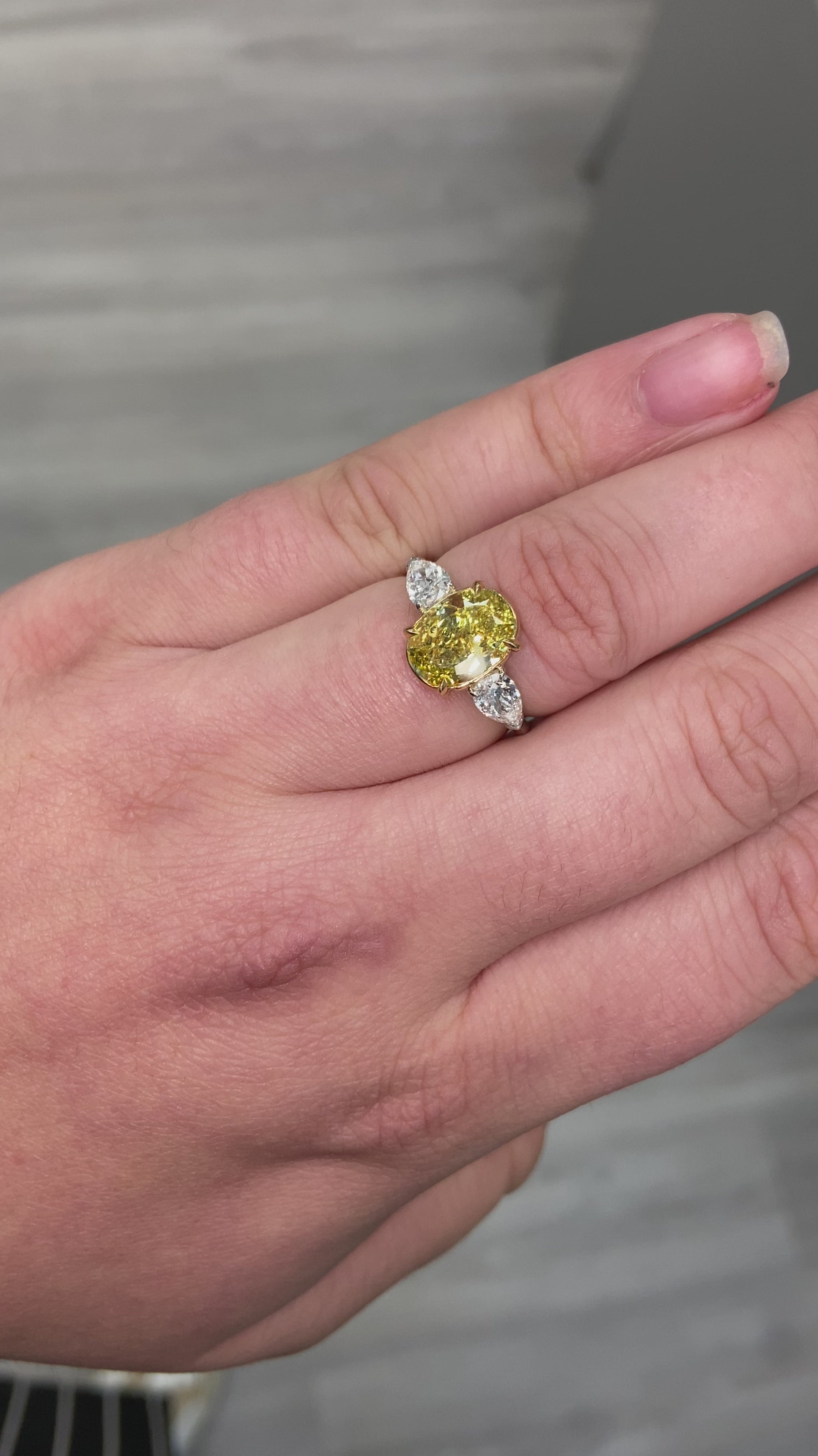 Intense oval diamond ring. Intense yellow diamond. Gia certified intense yellow diamond. Oval diamond ring. Yellow diamond engagement ring. Yellow diamond rings. Yellow diamond jewelry.
