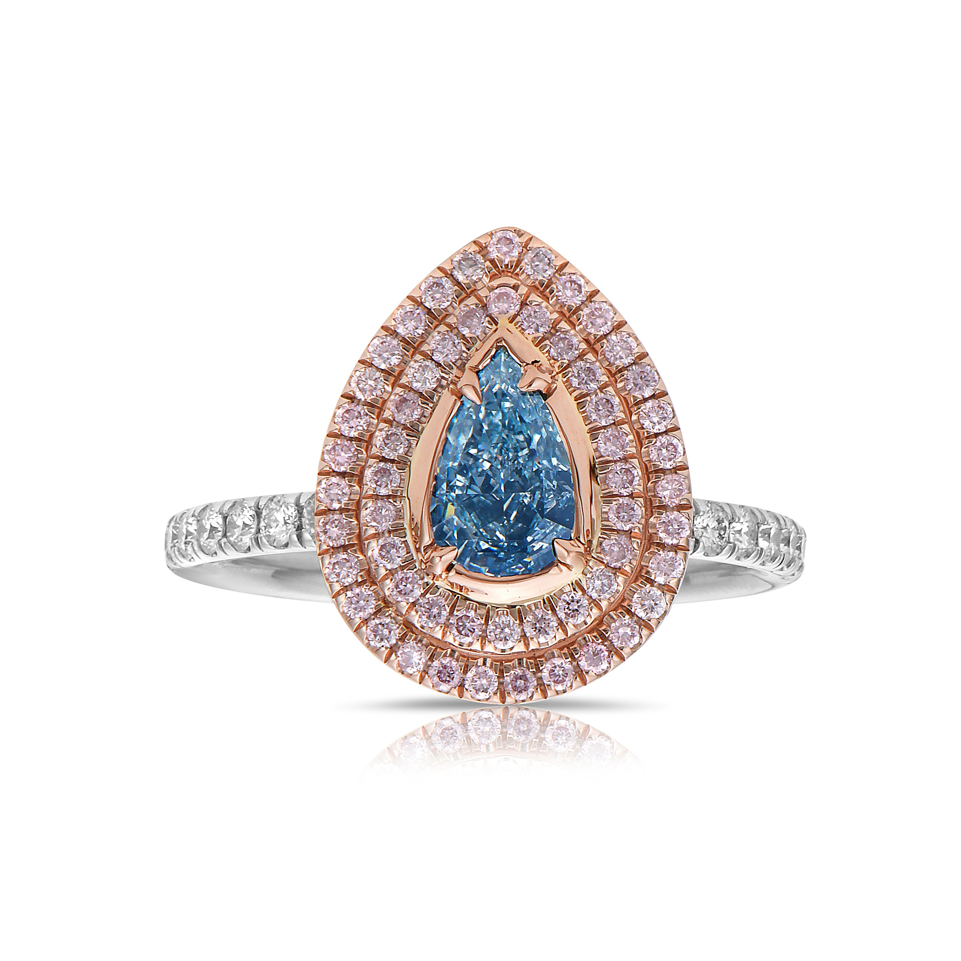 Unique Blue Diamond Ring. Blue Diamond Pear shape, GIA Certified. 