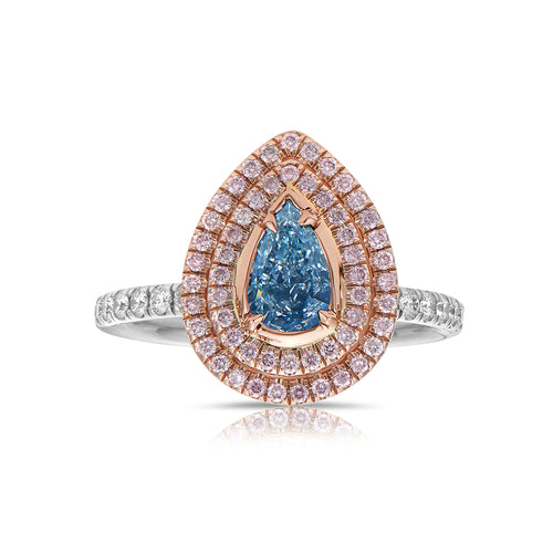 Unique Blue Diamond Ring. Blue Diamond Pear shape, GIA Certified. 