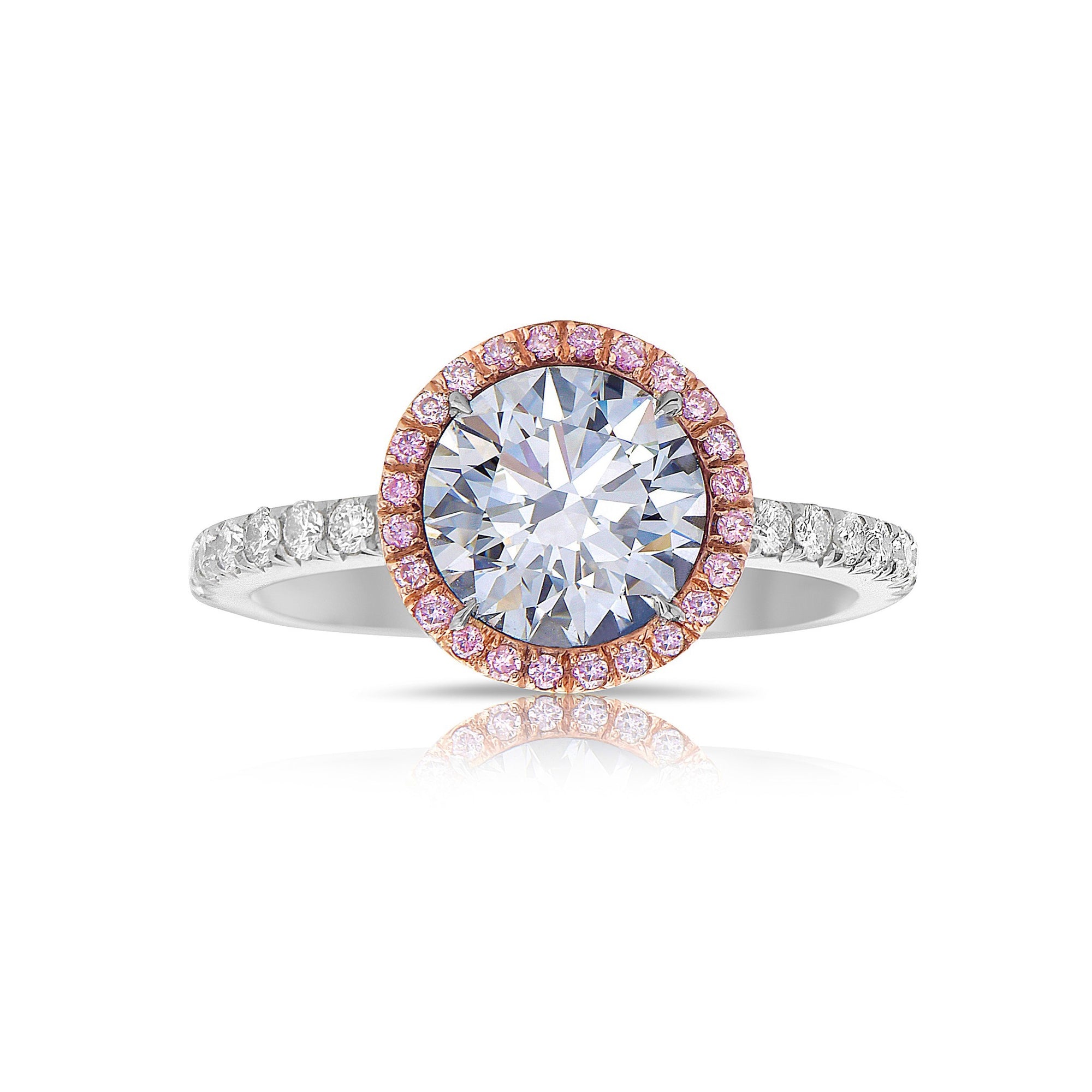 Unique blue diamond ring. blue diamond round. faint blue diamond. 