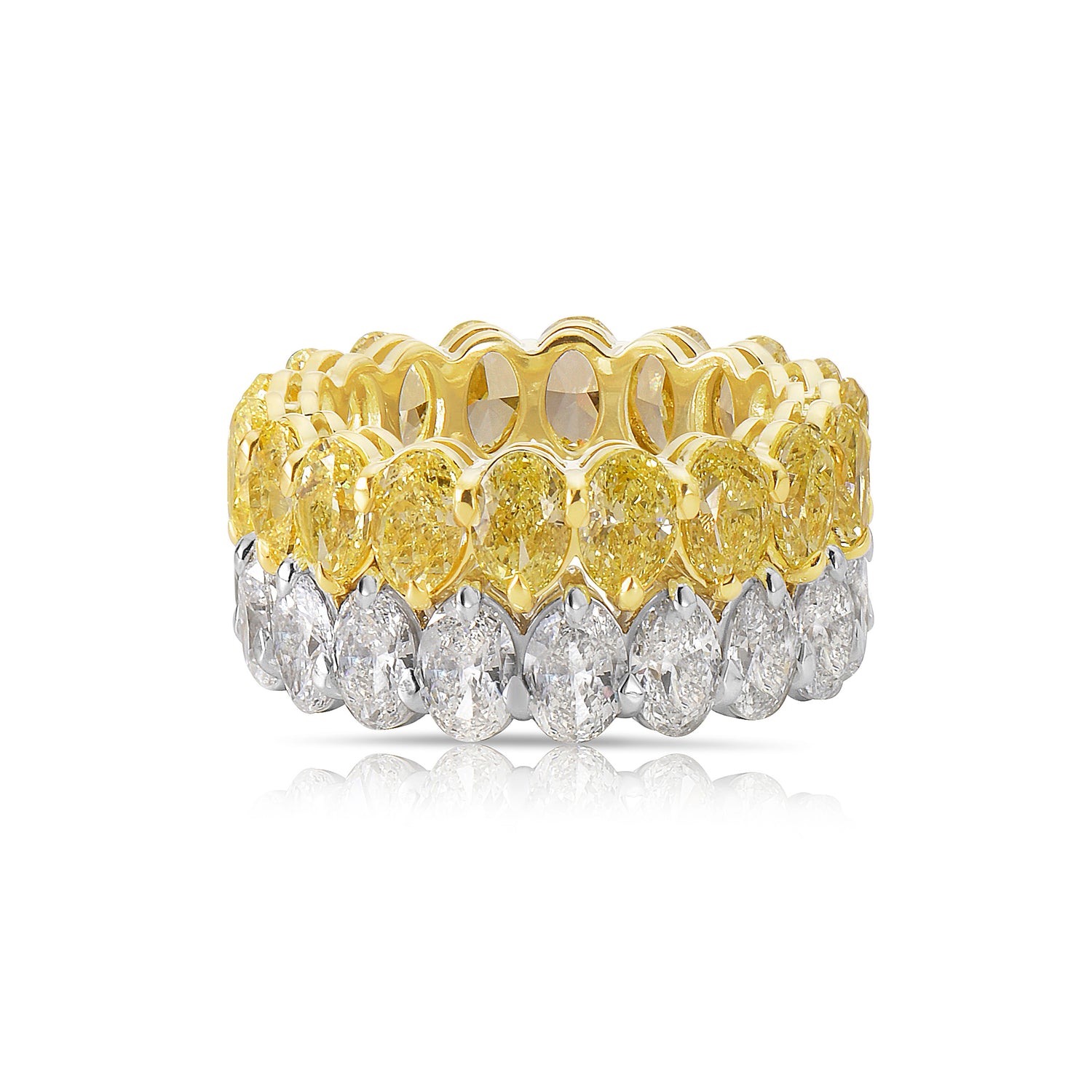 Fancy Yellow Oval diamond eternity band, handcrafted by Rare Colors by Namdar