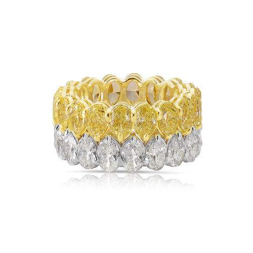 Oval diamond eternity ring. Yellow diamond oval eternity ring. Yellow diamond band. Canary diamond band. Yellow oval diamonds. Fancy yellow oval diamond ring. Yellow diamond stackable rings. 