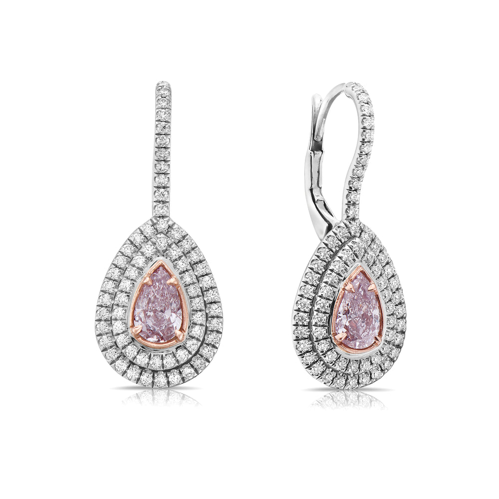 1.68ct Light Pink Pear drop earrings — color diamond specialists Rare Colors by Namdar