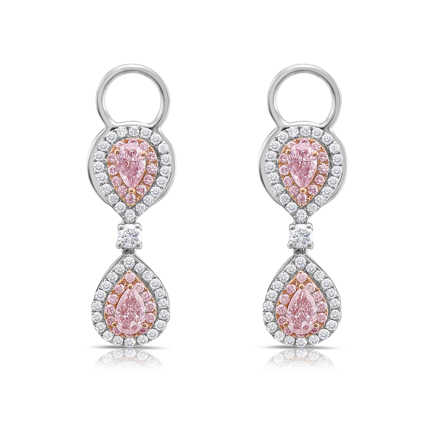 1.20ct Pink Pear diamond earrings at Rare Colors by Namdar, 5th Avenue New York